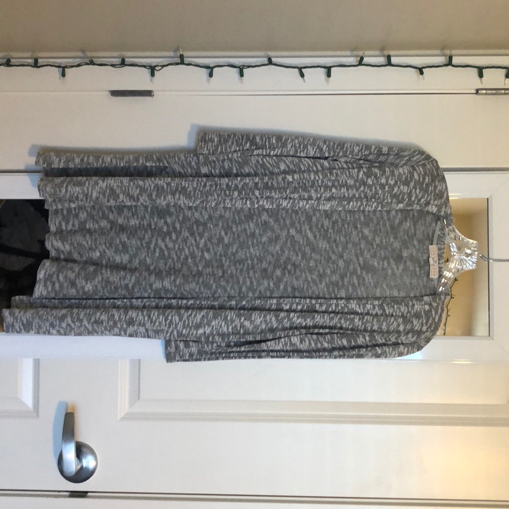 light grey long open sweater